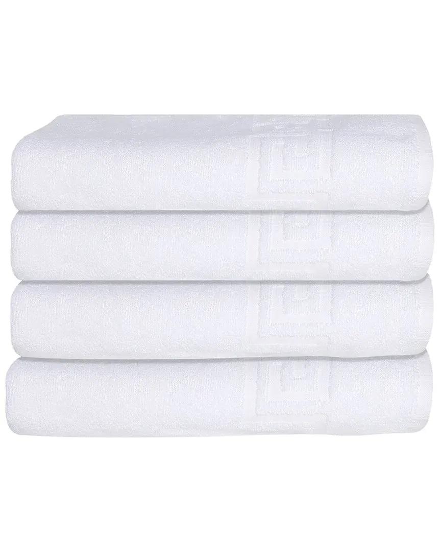 Milos Greek Key 4-Piece Bath Towel Set - White, Turkish Cotton