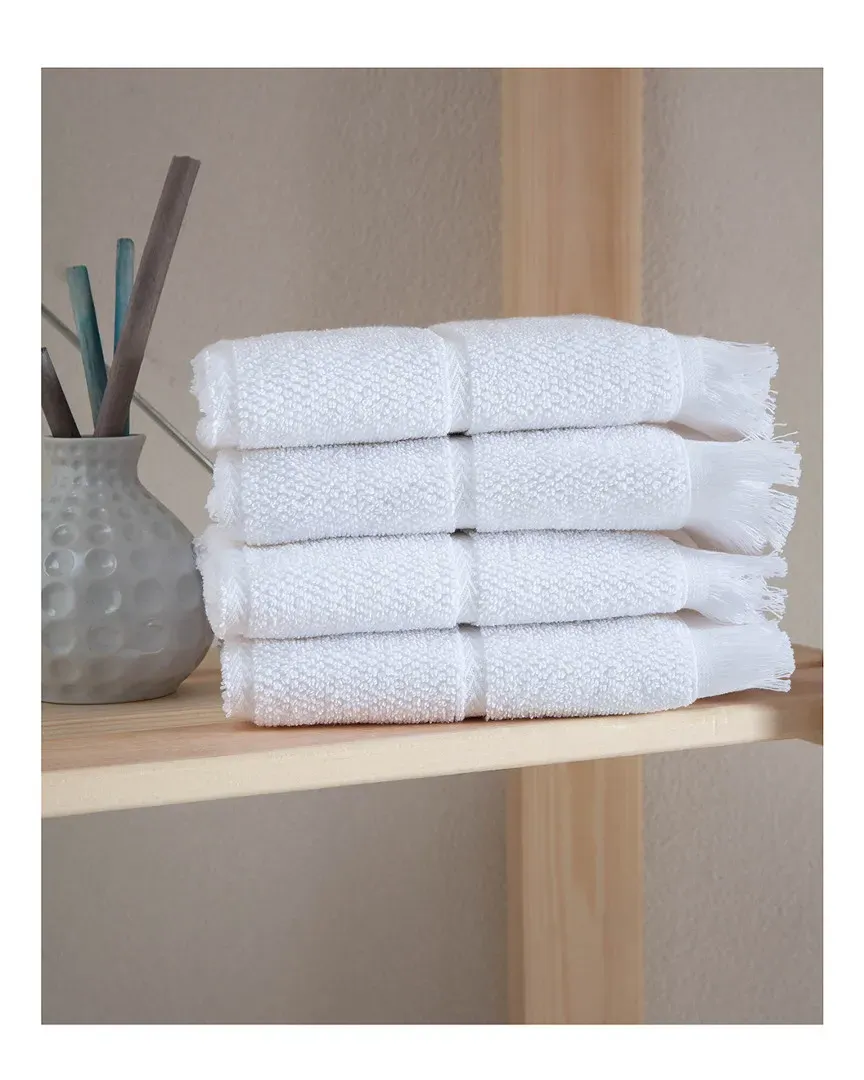 Mirage 4-Piece Washcloth Set - White, Turkish Cotton