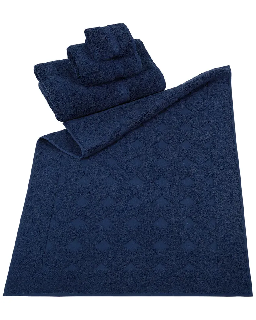 Orbit Circle Design Bath Mat - Navy, Turkish Cotton