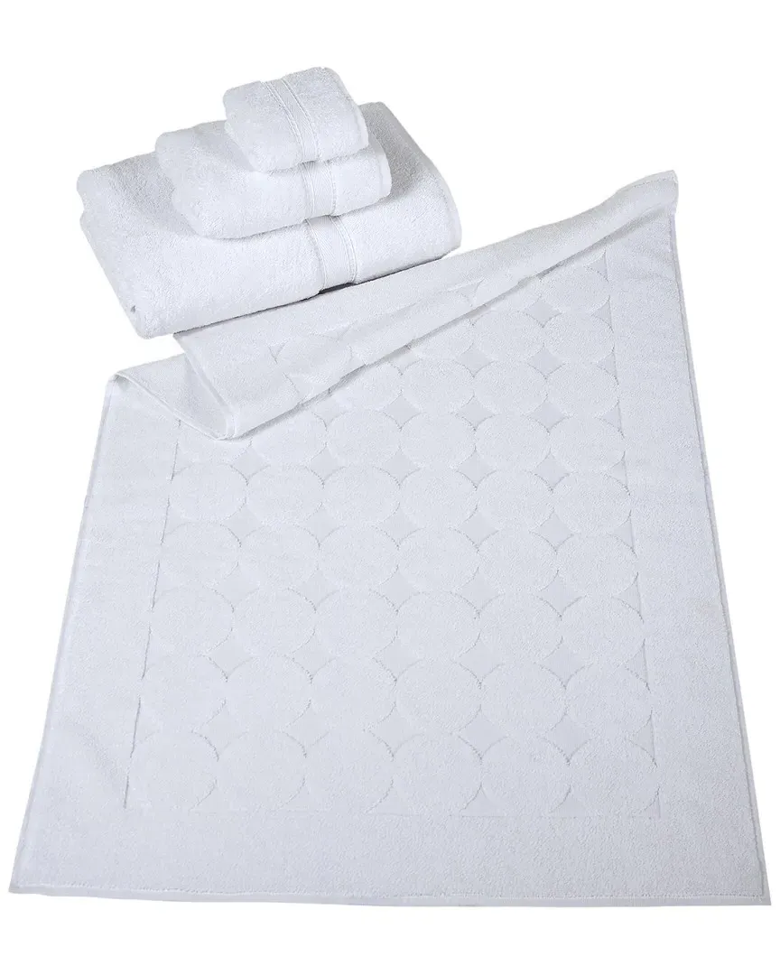 Orbit Circle Design Bath Mat - White, Turkish Cotton
