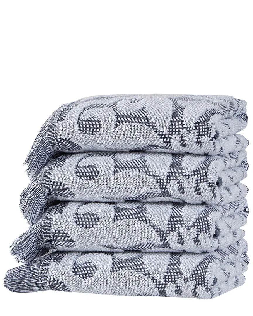 Panache Hand Towels Set of 4 - Dusty Blue, Turkish Cotton image