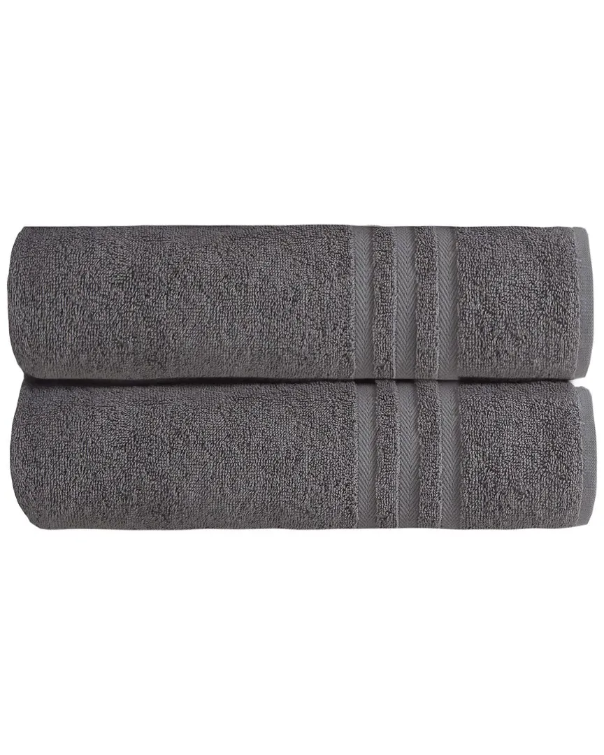 Sienna Bath Towel Set of 2 - Grey, Turkish Cotton