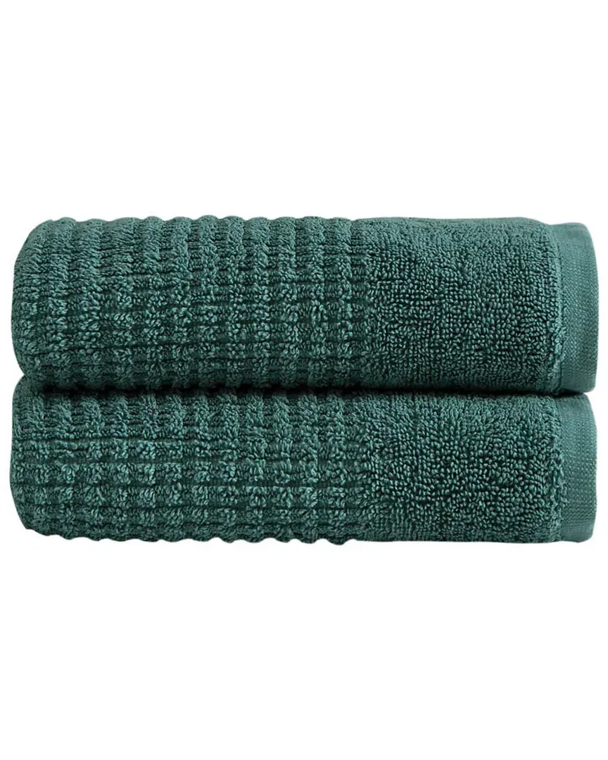 Sorano 2pc Hand Towel Set - Green, Turkish Cotton image