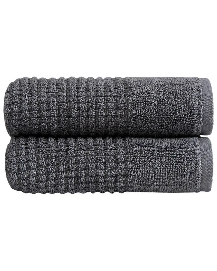 Sorano 2pc Hand Towel Set - Grey, Turkish Cotton