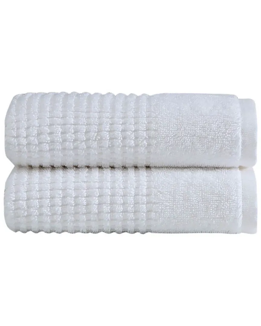 Sorano 2pc Hand Towel Set - White, Turkish Cotton