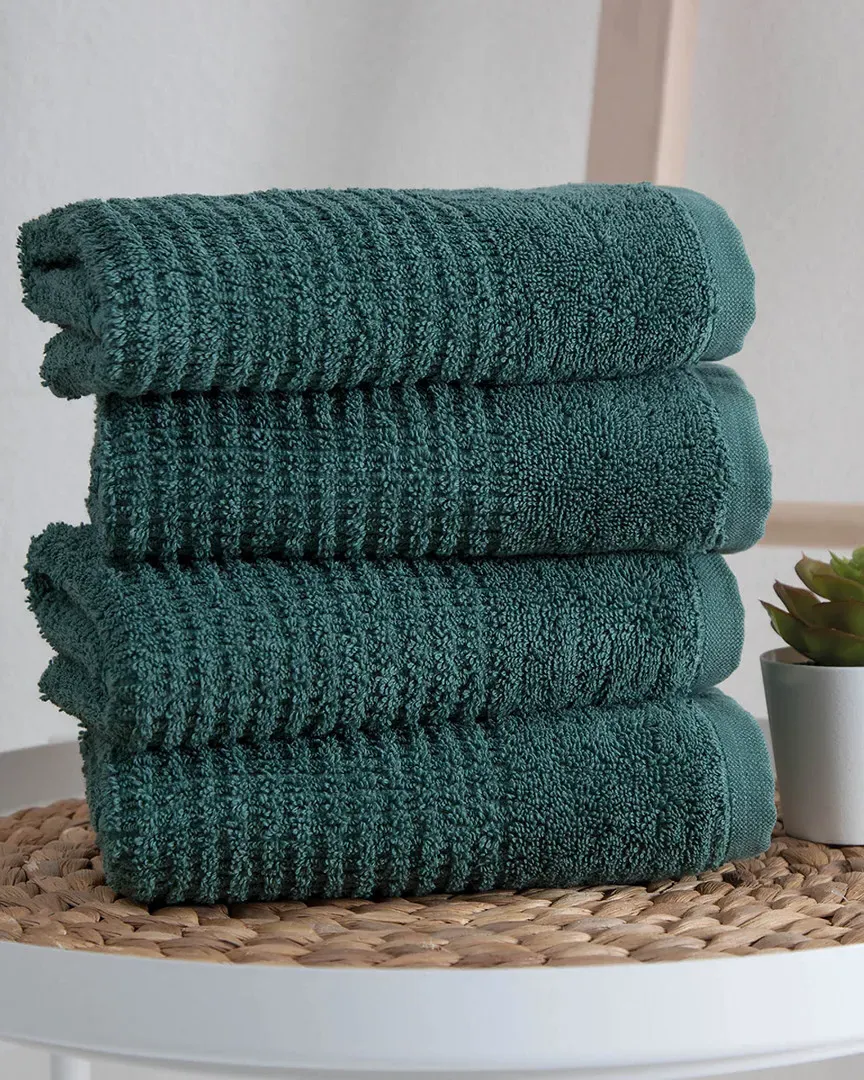 Sorano Collection 4pc Hand Towel Set - Green, Turkish Cotton image