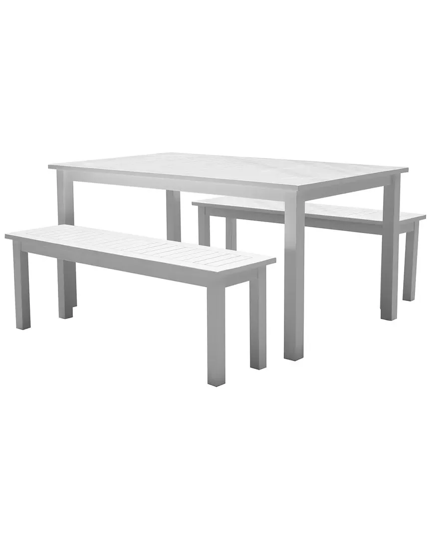 Agua 3-Piece Dining Set - White, Acacia image