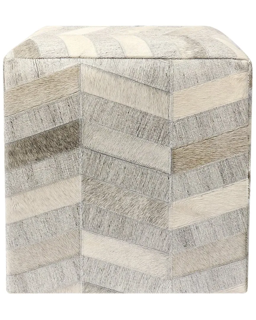 Galaxy Cowhide Pouf Ottoman - Silver