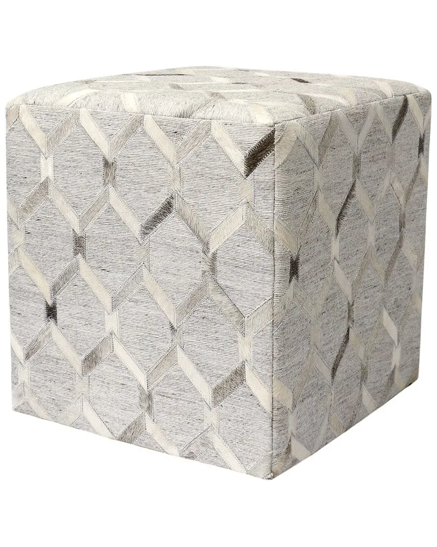Galaxy Cowhide Pouf Ottoman - Silver