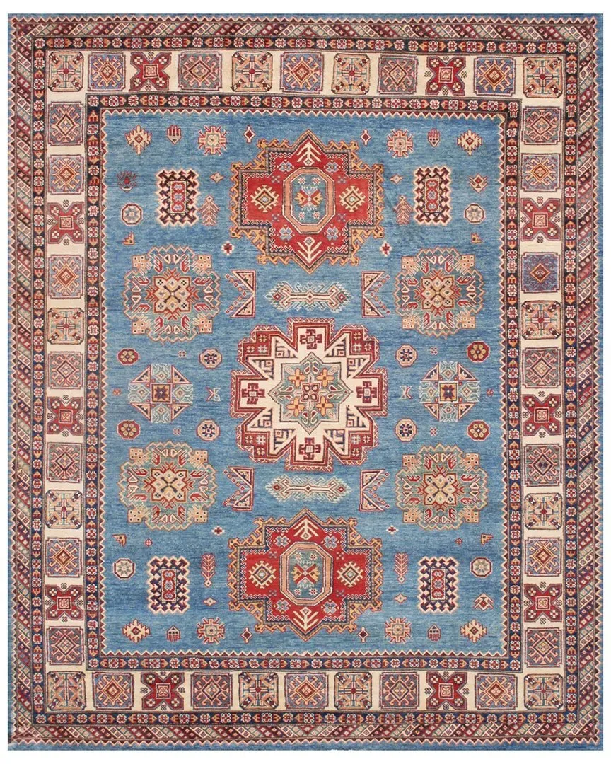 Tribal Hand-Knotted Area Rug - Blue, Wool image
