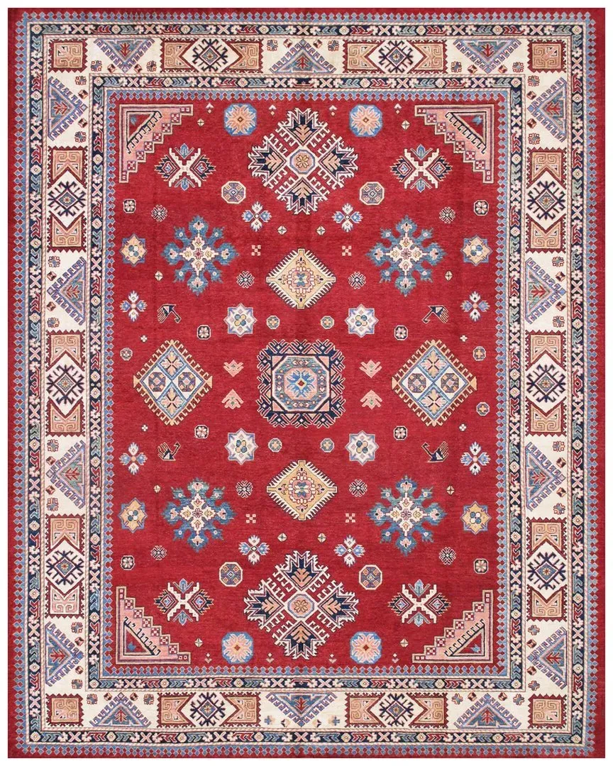 Tribal Hand-Knotted Area Rug - Red, Wool