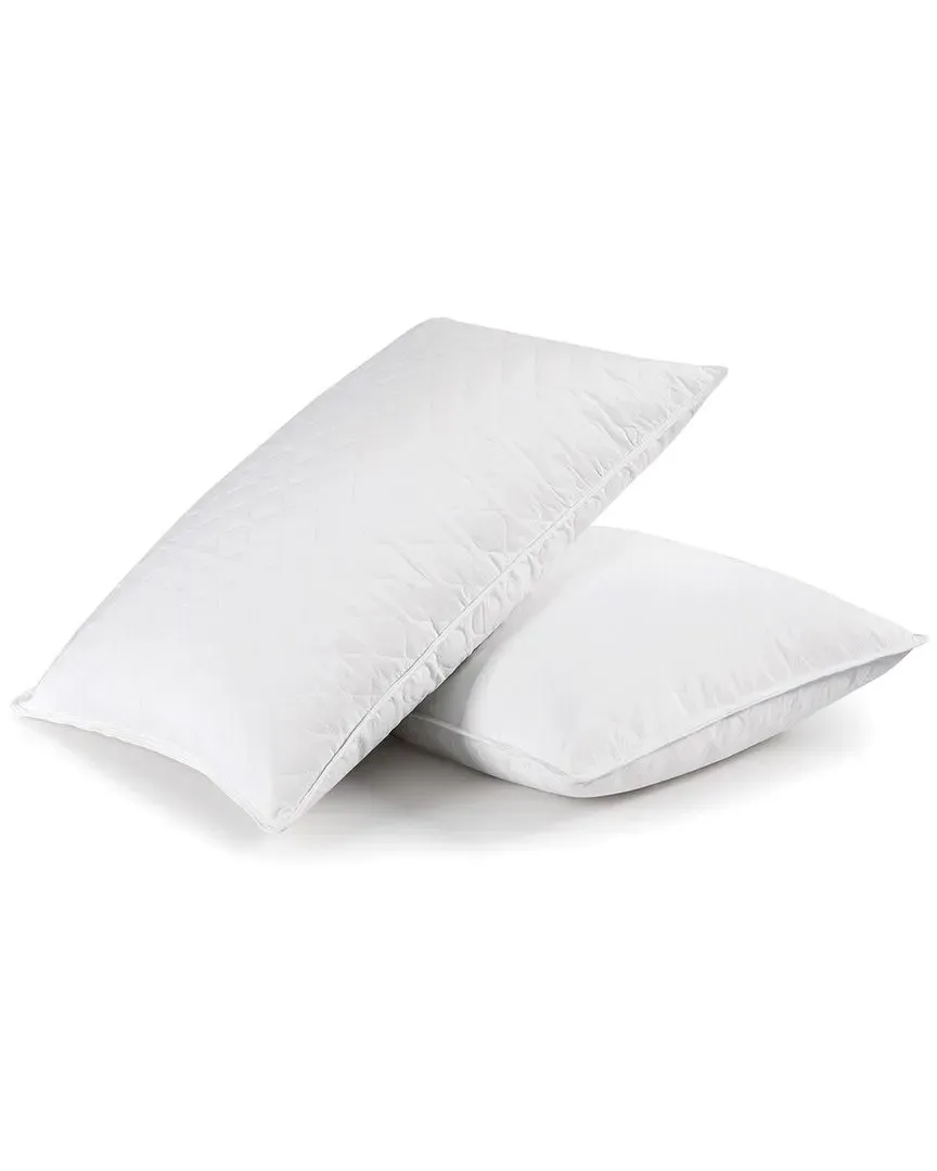 Set of 2 Quilted Feather & Poly Blend Pillows - White image