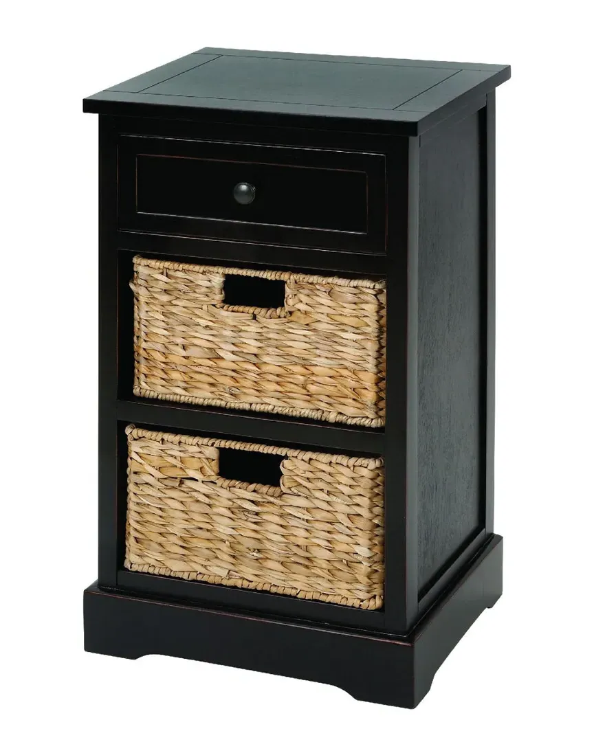 2-Basket Cabinet - Black, Wood