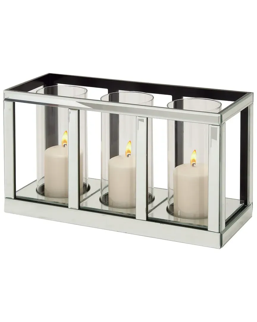 3 Glass Sleeve Candle Holder with Mirrored Accents - Silver image