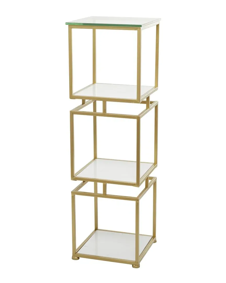 3-Shelf Shelving Unit - Gold, Marble image