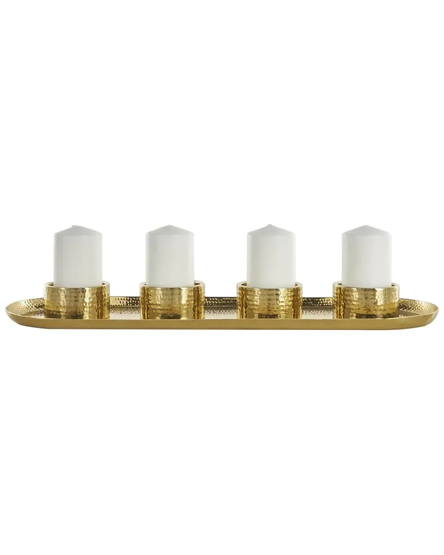 4-Candle Decorative Candelabra with Tray - Gold, Stainless Steel image