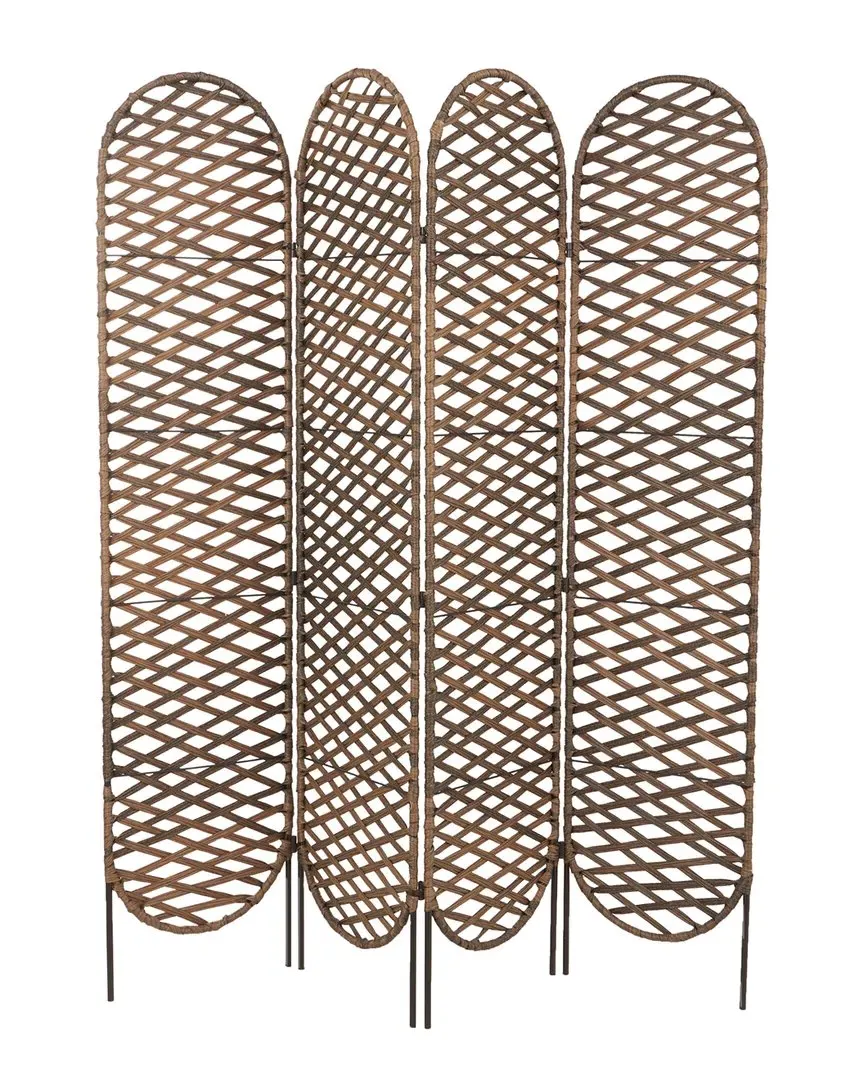 4 Panel Room Divider Screen with Oval Panels - Copper image