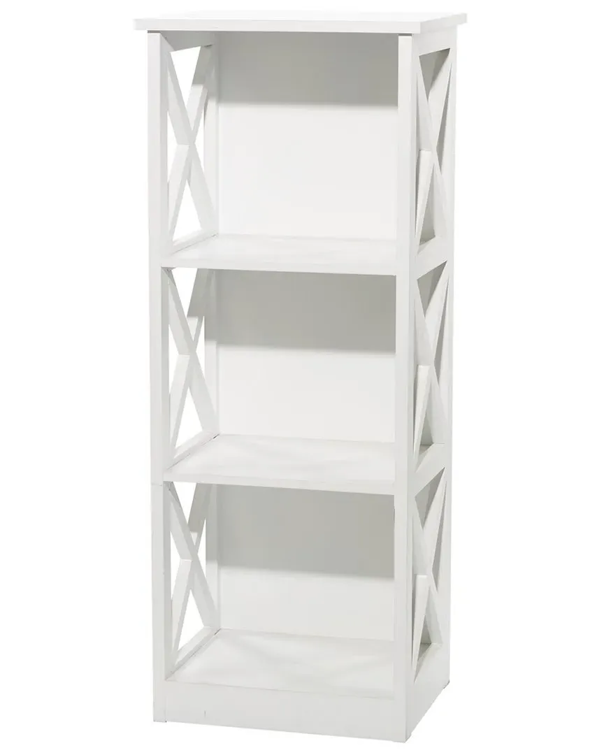 4-Shelf Shelving Unit with X-Brackets - White, MDF image