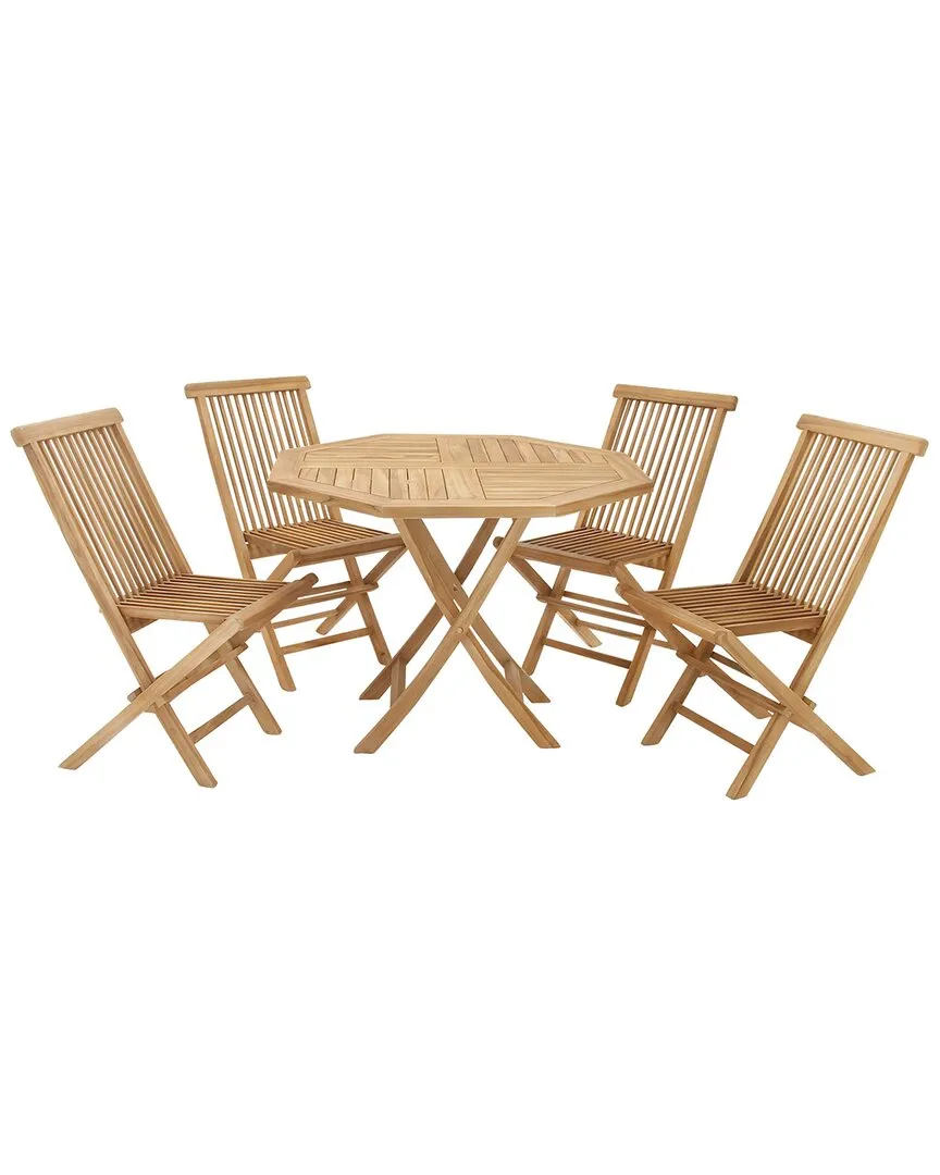 5pc Teak Wood Outdoor Dining Set - Brown