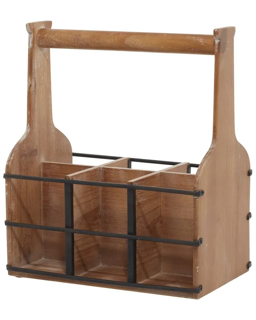 6-Bottle Wine Rack with Handle - Brown, Wood