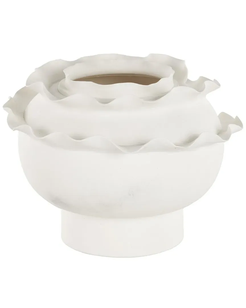 Abstract Ceramic Floral Decorative Vase - White