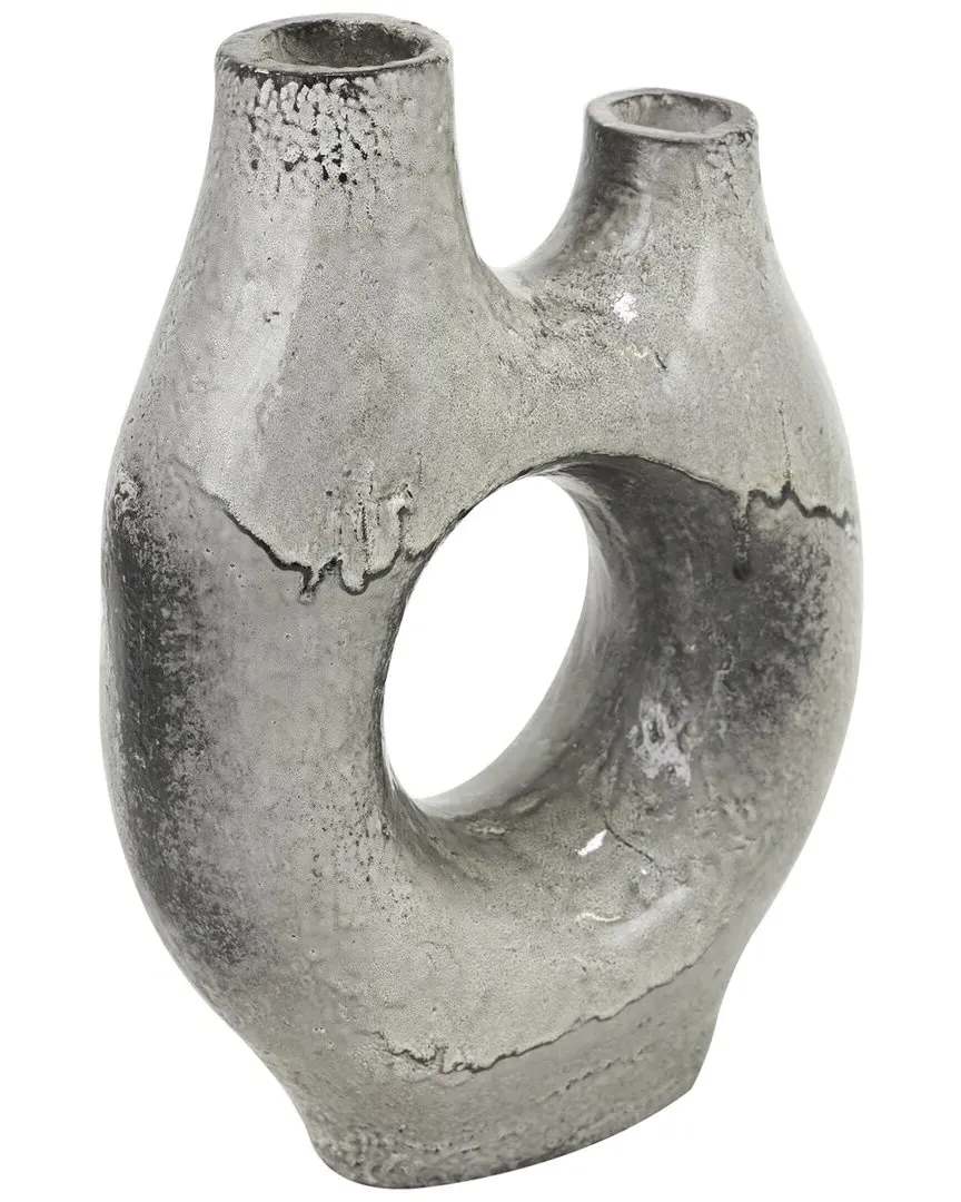 Abstract Circular Vase - Grey, Paper Mache image