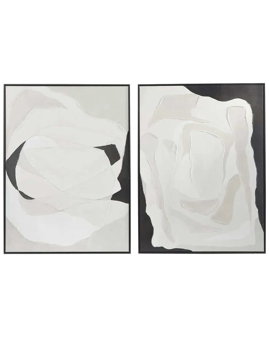 Abstract Framed Wall Art Set with White Mat - Polystone
