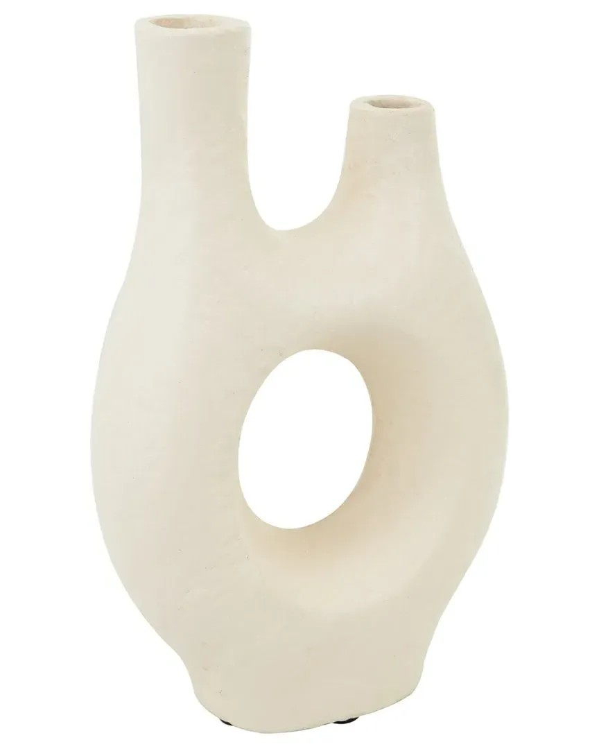 Abstract Rounded Vase - Beige, Paper Mache