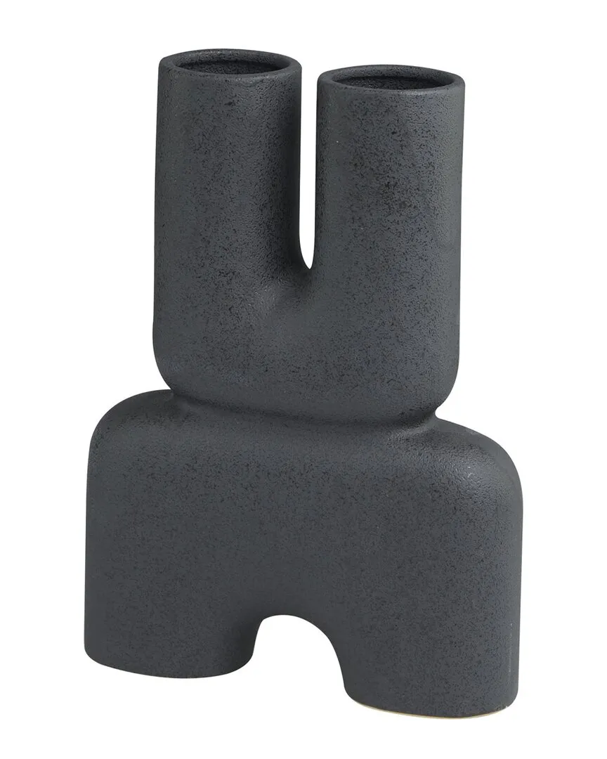 Abstract U-Shaped Decorative Vase - Black, Ceramic image