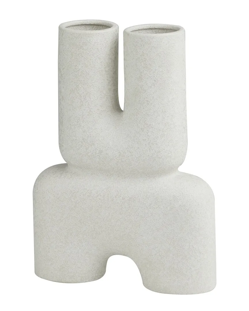 Abstract U-Shaped Decorative Vase - White, Ceramic