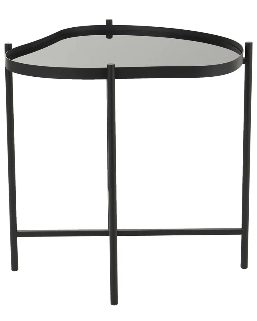 Abstract Wavy Accent Table with X-Shaped Base - Black image