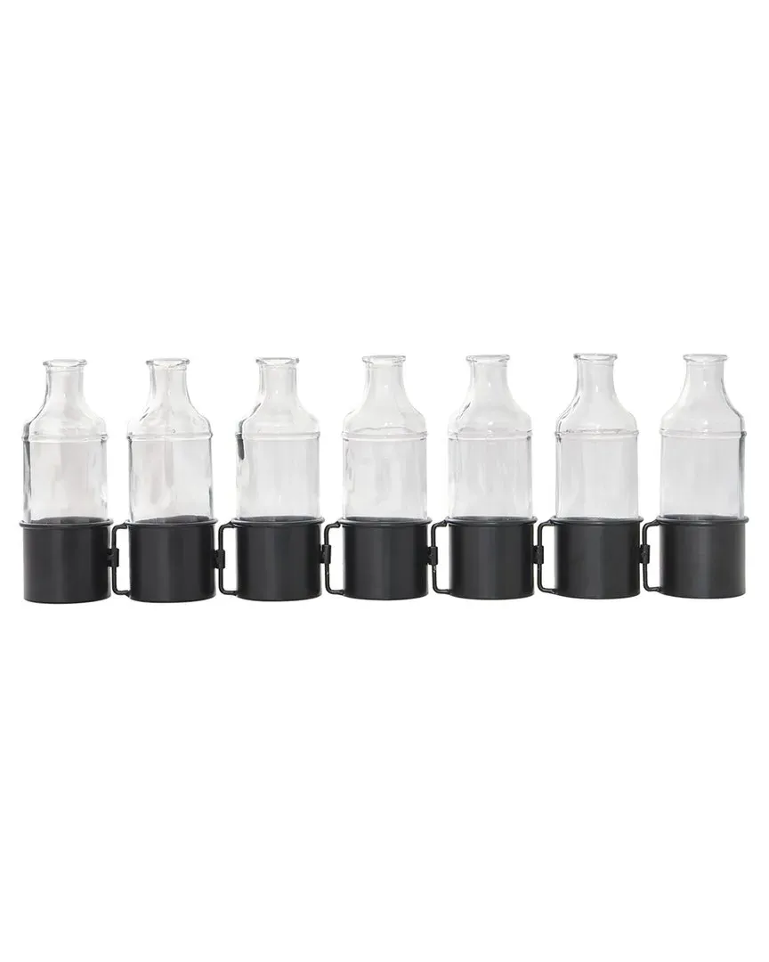Adjustable Bottle Vase with Bottles - Black, Iron