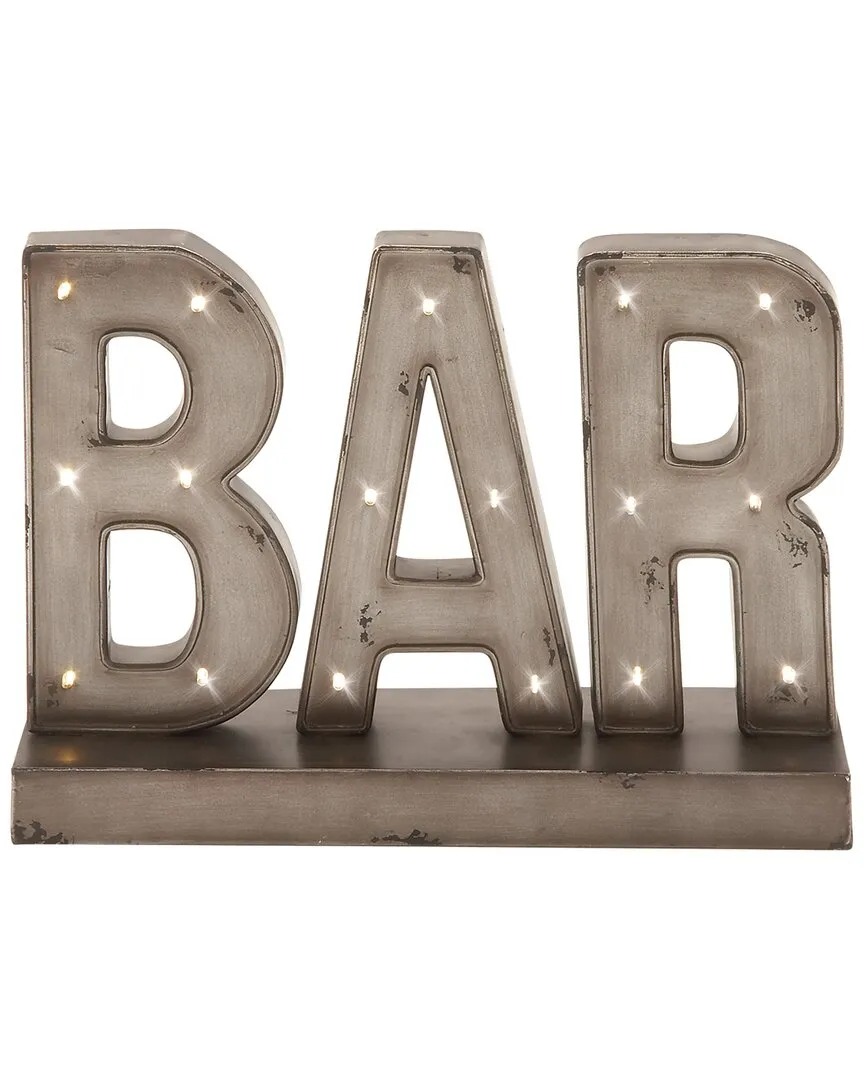 Bar Home Decorative Sign with LED Lights - Brown, Metal