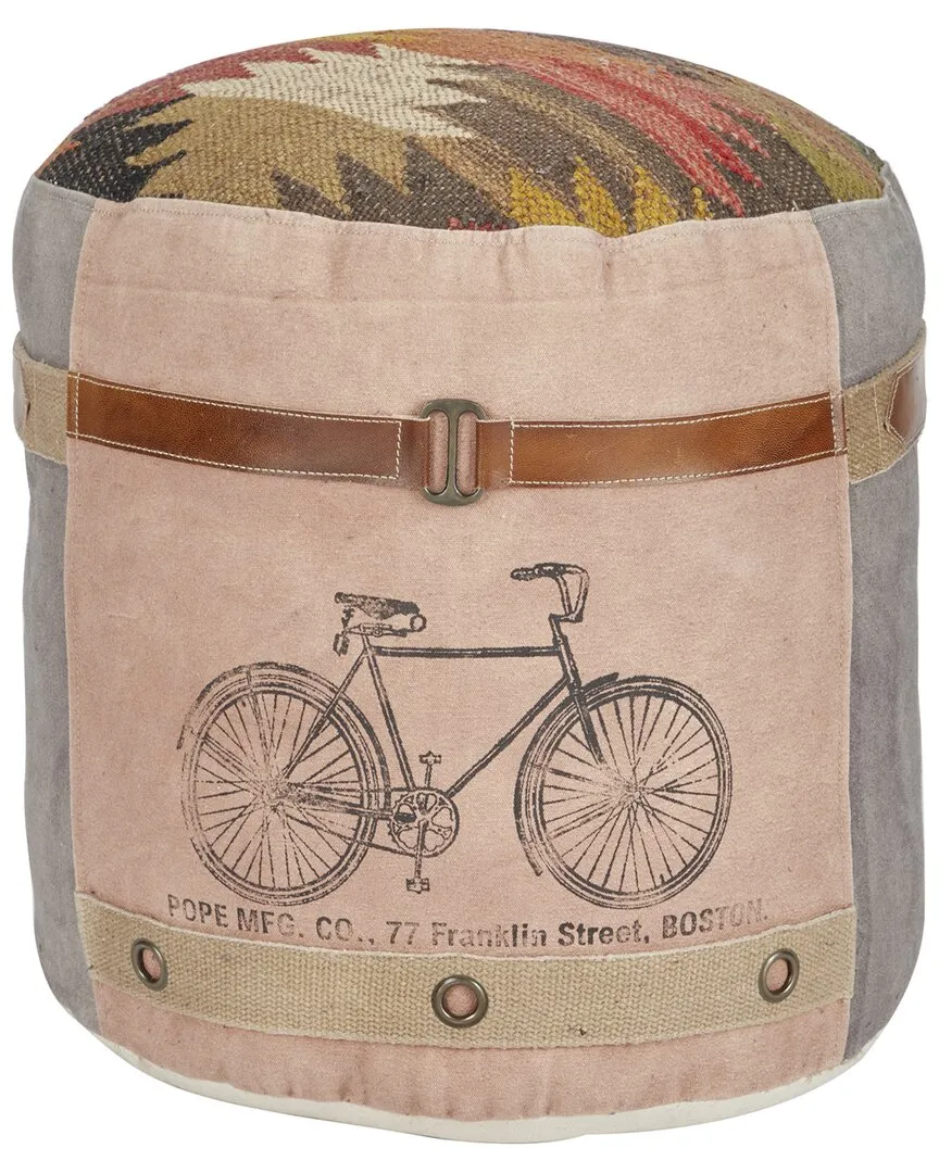 Bike Canvas Pouf - Multi-Colored image