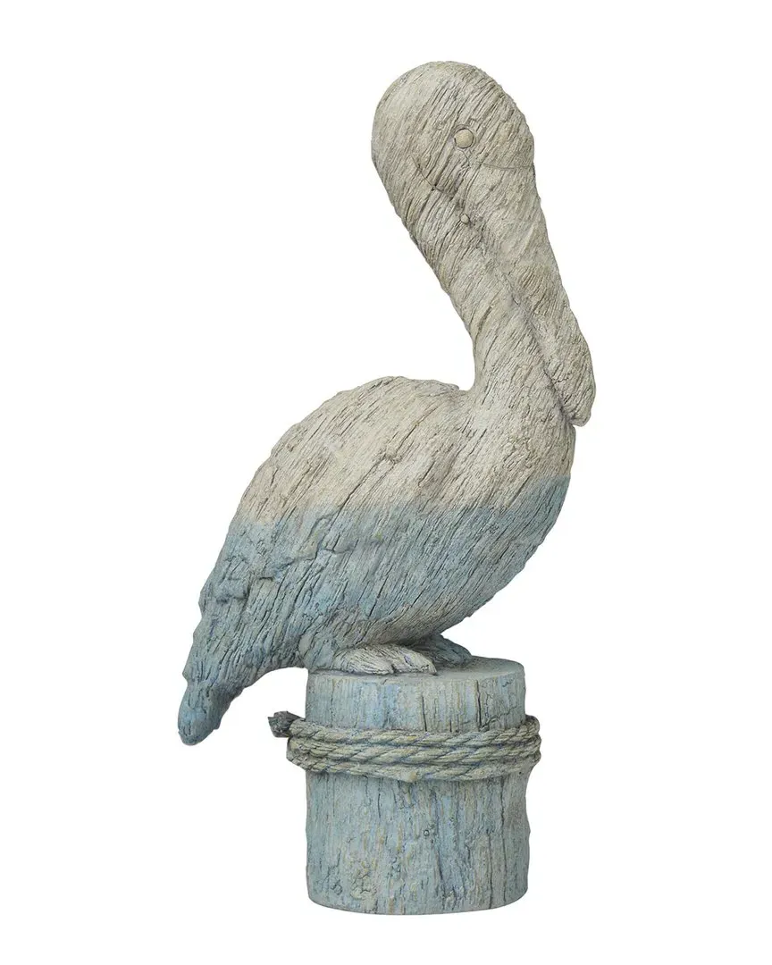 Bird Textured Ombre Sculpture with Rope Details - Blue, Polystone image