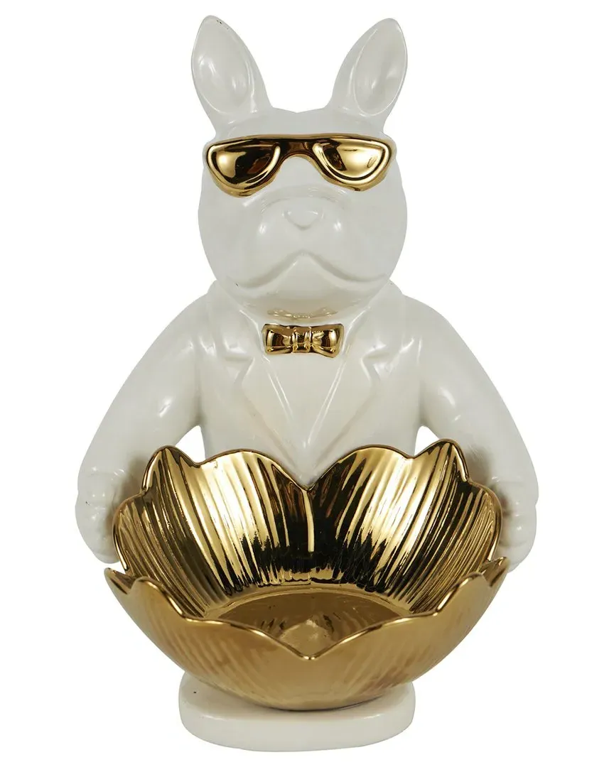 Bulldog Ceramic Sculpture - White image