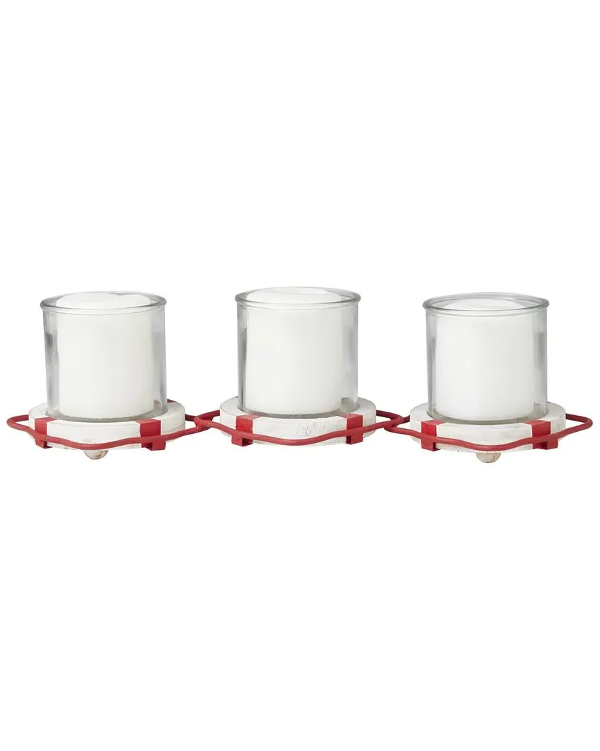 Buoy 3-Linked Candle Holder - Red, Metal image