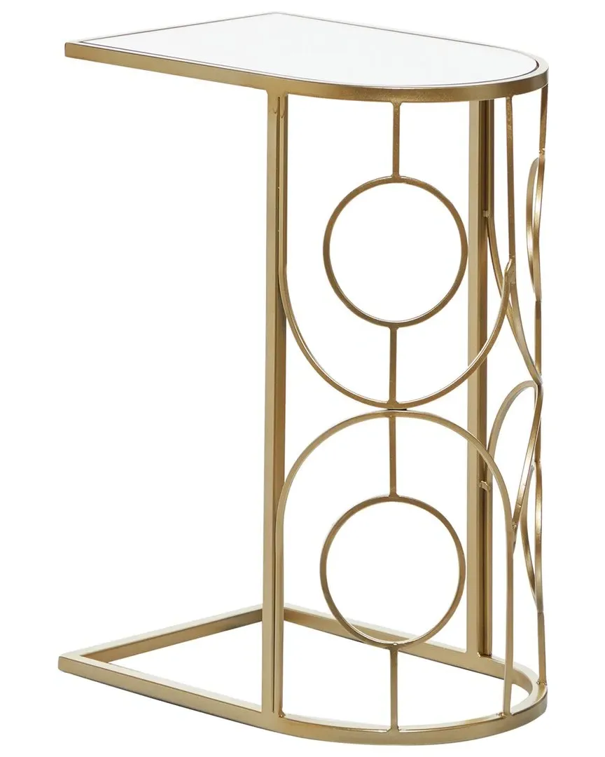 C-Shaped Accent Table - Gold, Glass