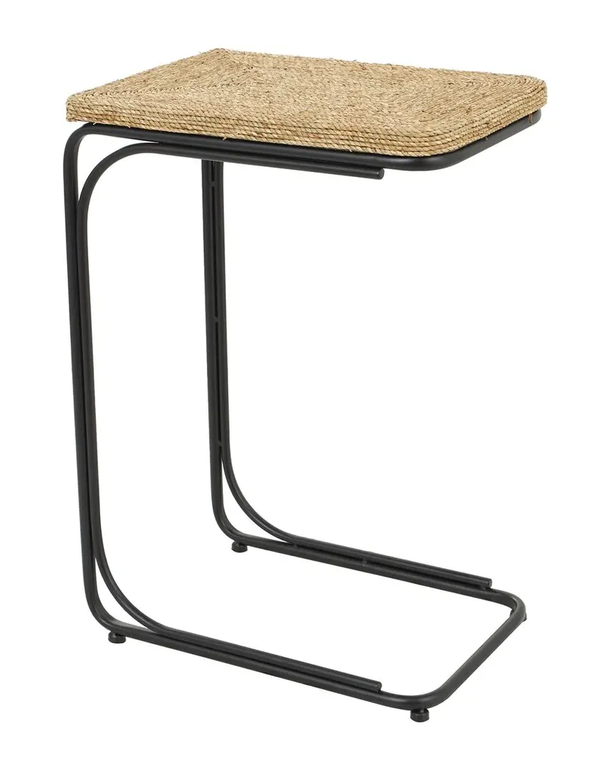 C-Shaped Accent Table with Metal Legs - Brown