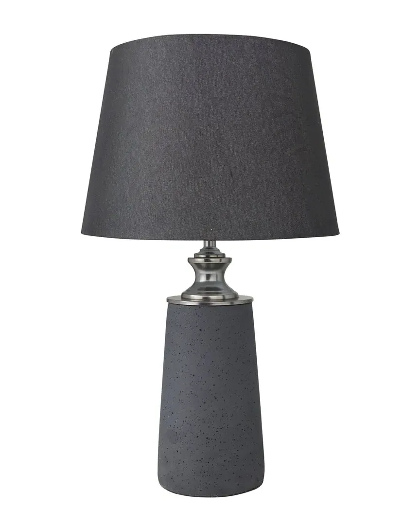 Cement Table Lamp with Drum Shade - Black, Linen image