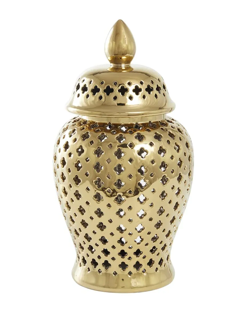 Ceramic Jar with Lid - Gold