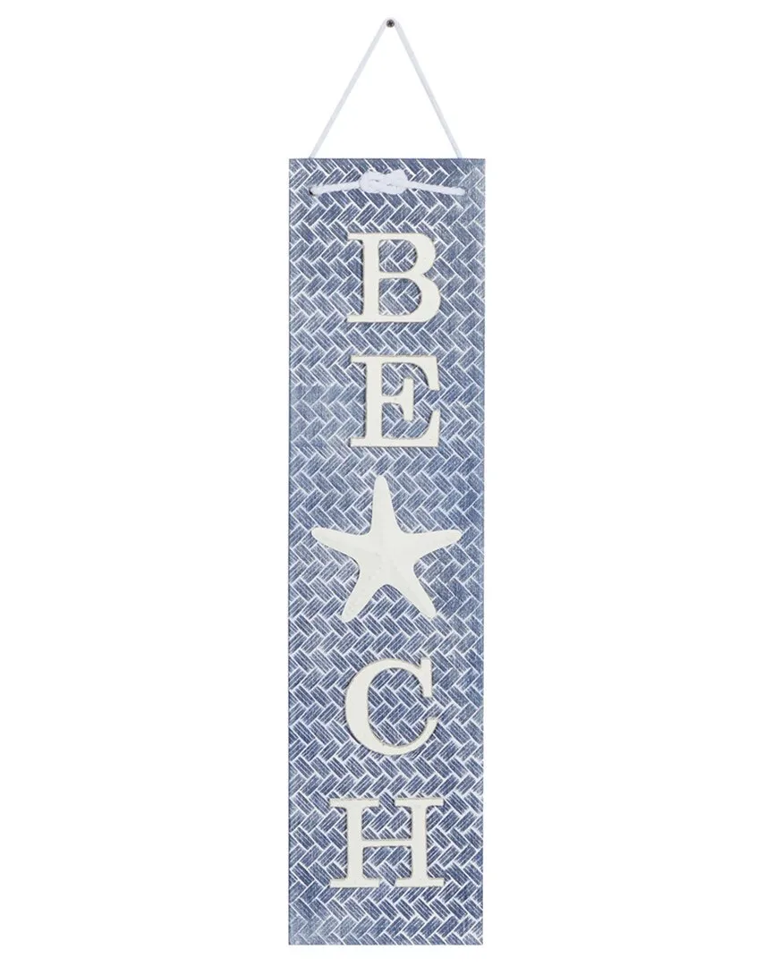 Coastal Wall Decor with Rope Hanger - Blue, Pine image