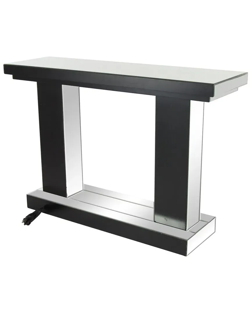 Console Table with LED Lights - Silver, Wood