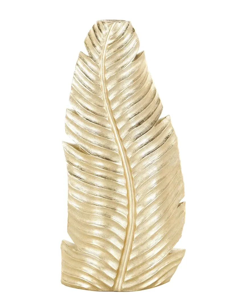 Curved Metallic Vase - Gold, Polystone