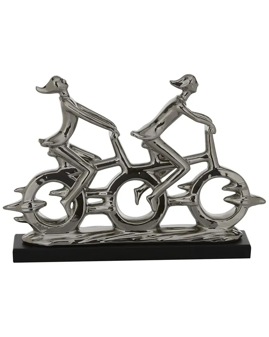 Cyclists Sculpture - Silver, Porcelain image