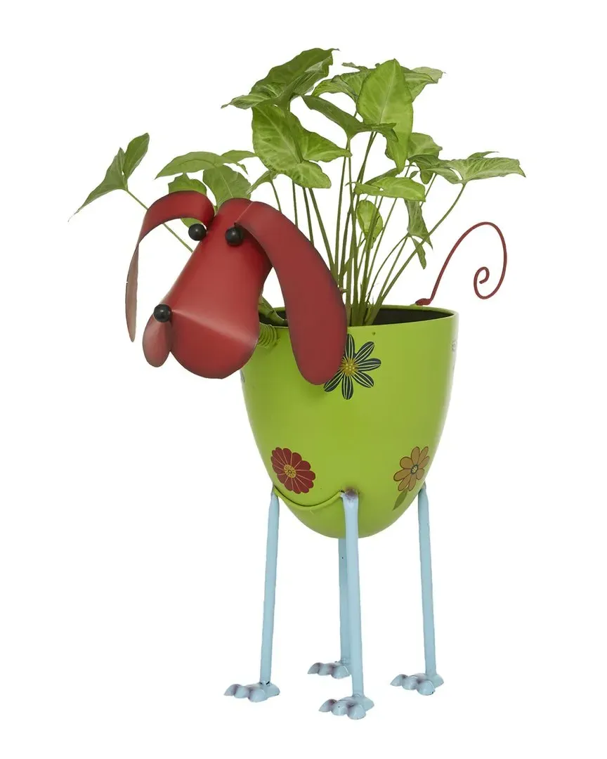Farmhouse Dog Metal Planter - Green image