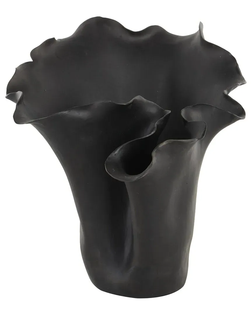 Floral Ceramic Abstract Decorative Vase - Black