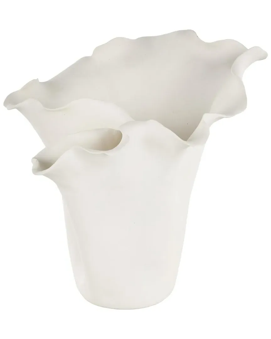 Floral Ceramic Abstract Decorative Vase - Cream