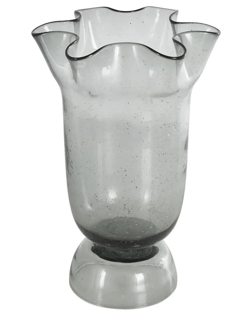 Floral Glass Tulip Inspired Decorative Vase - Black