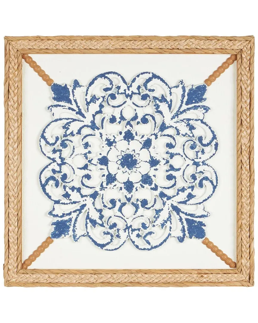 Floral Relief Wall Decor - Blue, Fir Wood image